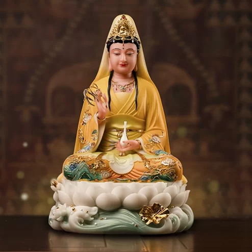 Tượng Quan Âm Thạch Anh Ngọc Liên Hoàng Y T2402