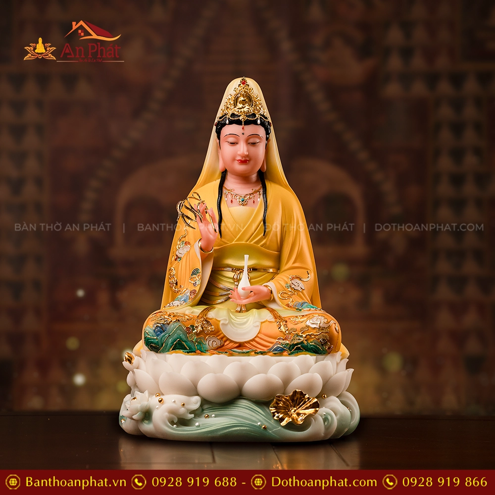 Tượng Quan Âm Thạch Anh Ngọc Liên Hoàng Y T2402