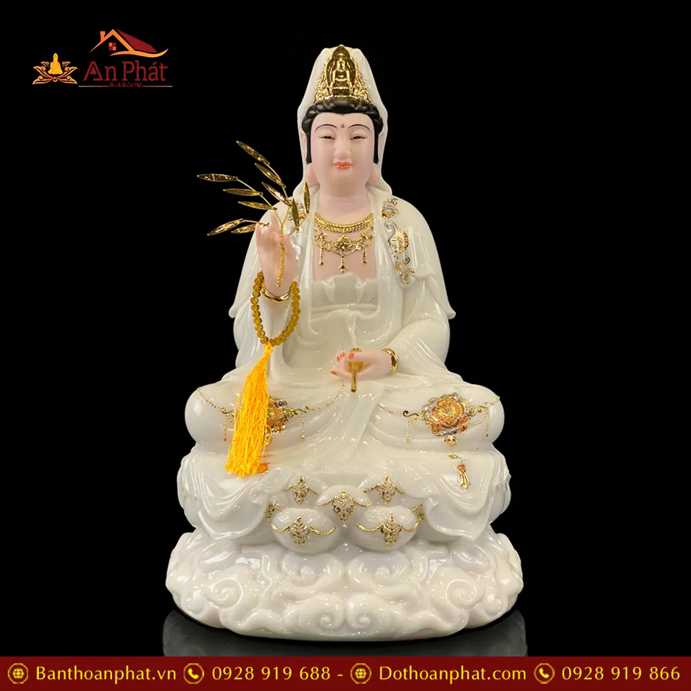 Bộ Tượng Ta Bà Tam Thánh Bằng Bột Đá Trắng Ngồi Đế Mây Cao Cấp T2370 29 bo tuong ta ba tam thanh bang bot da trang ngoi de may cao cap t237000008