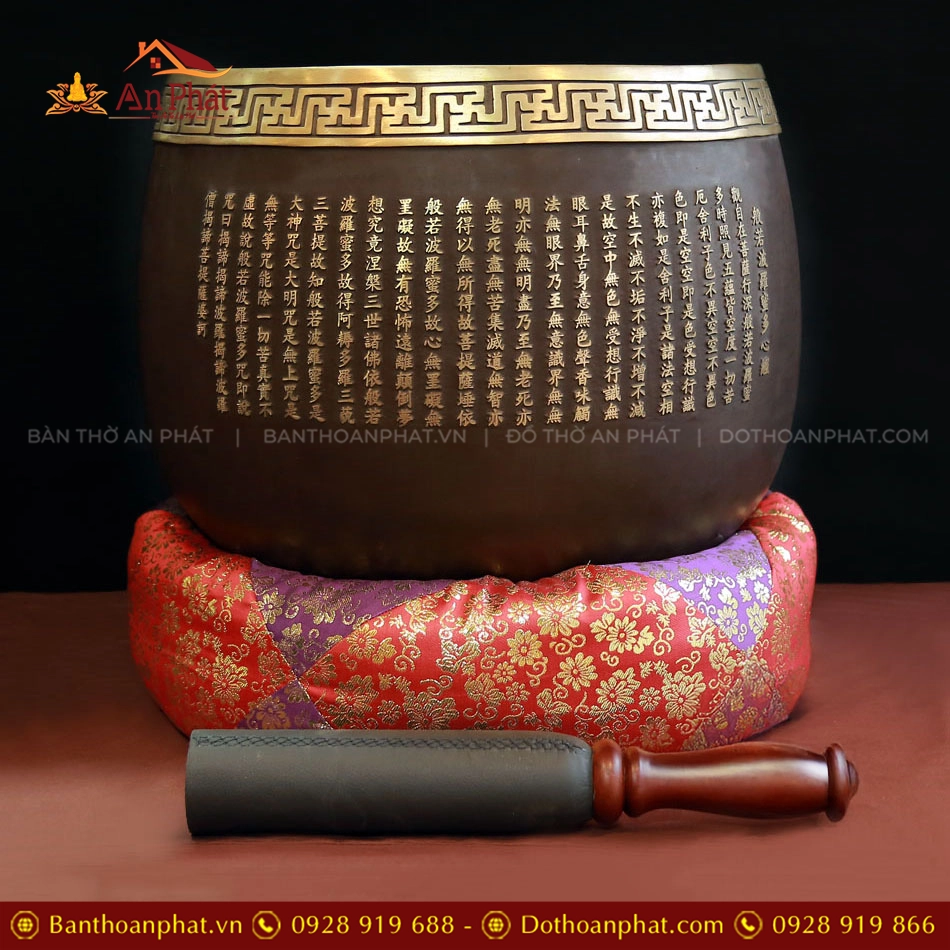 Bộ Chuông Đồng Chữ Phật - Mõ Rồng Gỗ cỡ lớn AK11218 15 Chuông đồng tụng kinh