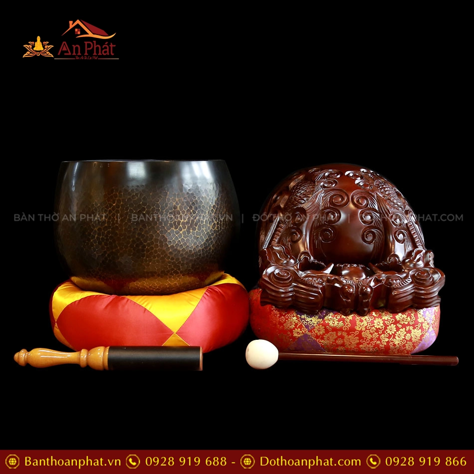 Bộ Chuông Đen Vảy Cá - Mõ Rồng Gỗ cao cấp AK11215 Bộ Chuông Đen Vảy Cá - Mõ Rồng Gỗ cao cấp AK11215