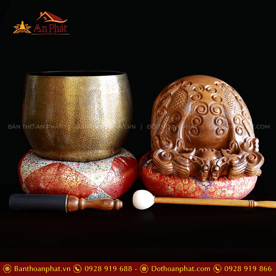 Bộ Chuông Đồng Đen - Mõ Rồng Bằng Gỗ Bưởi nhiều cỡ AK11217 17 Bộ Chuông Đồng Đen - Mõ Rồng Bằng Gỗ Bưởi nhiều cỡ AK11217