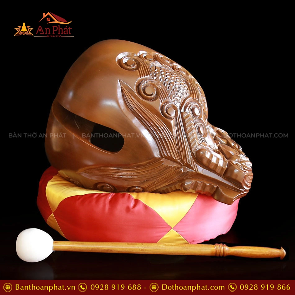 Bộ Chuông Đồng Đen - Mõ Rồng Bằng Gỗ Bưởi nhiều cỡ AK11217 19 Mõ tụng kinh Đài Loan