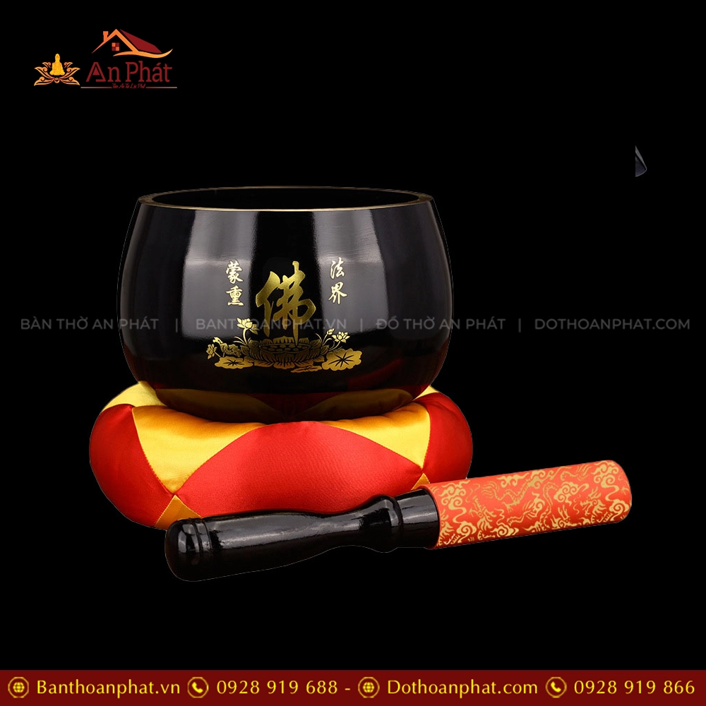 Chuông đồng đen chữ Phật nhập khẩu AK11228 3 Chuông đồng đen chữ Phật nhập khẩu AK11228