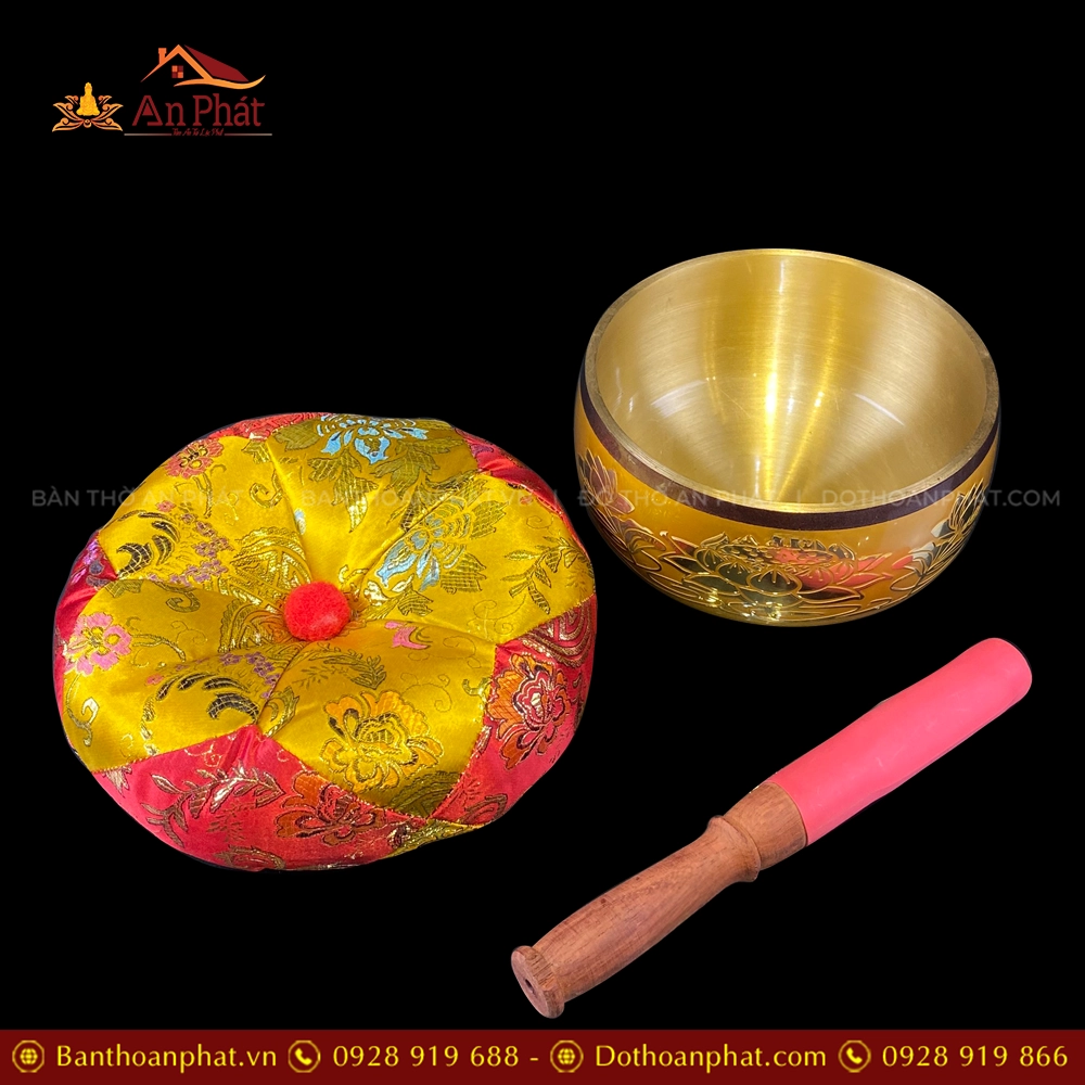 Chuông đồng vàng khắc hoa sen AK11225 11 Chuông đồng Đài Loan