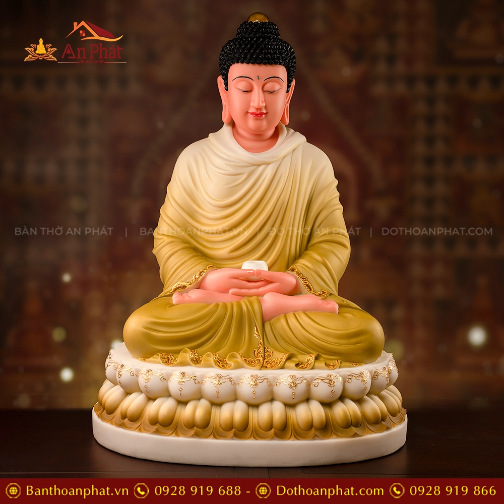 Tôn Tượng Hoa Nghiêm Tam Thánh Thạch Anh Hồng Bảo Vân T2434 24 Tôn tượng Phật Thích Ca đẹp