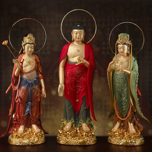 Tôn Tượng Tây Phương Tam Thánh Ngọc Thạch phủ Đồng Tam Sắc Cổ T2442