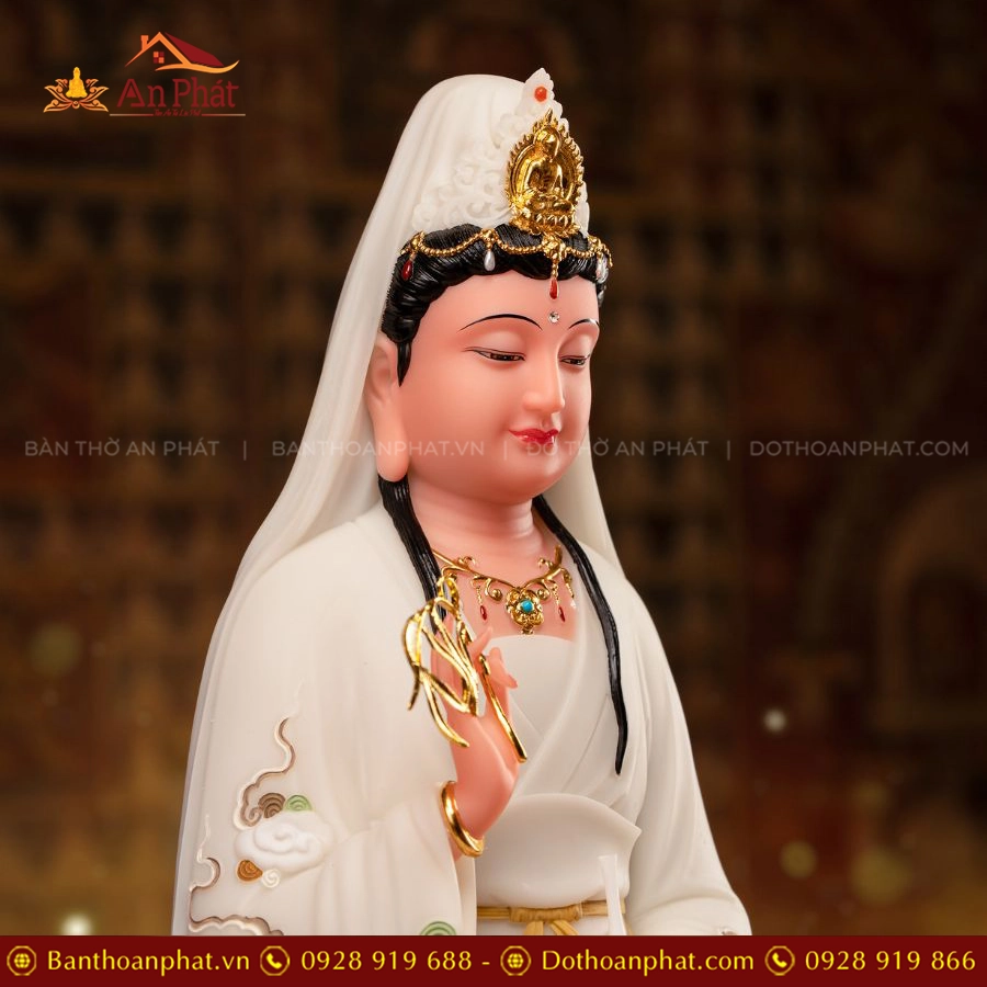 Tôn Tượng Tây Phương Tam Thánh Thạch Anh Ngọc Liên Bạch Y T2460 20 Ton Tuong Tay Phuong Tam Thanh Thach Anh Ngoc Lien Bach Y T2460 7