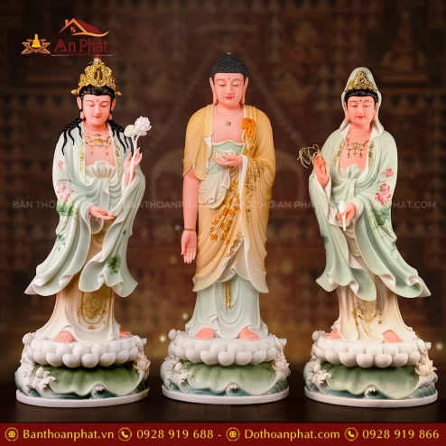 Tôn Tượng Tây Phương Tam Thánh Thạch Anh Thanh Ngọc Quang T2436