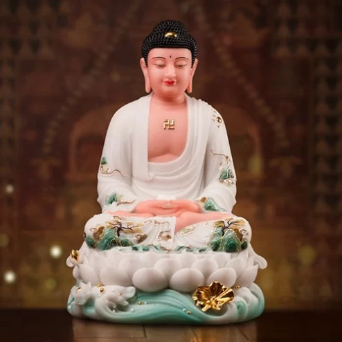 Tượng Bổn Sư Thích Ca Mâu Ni Thạch Anh Ngọc Liên Bạch Y T2458