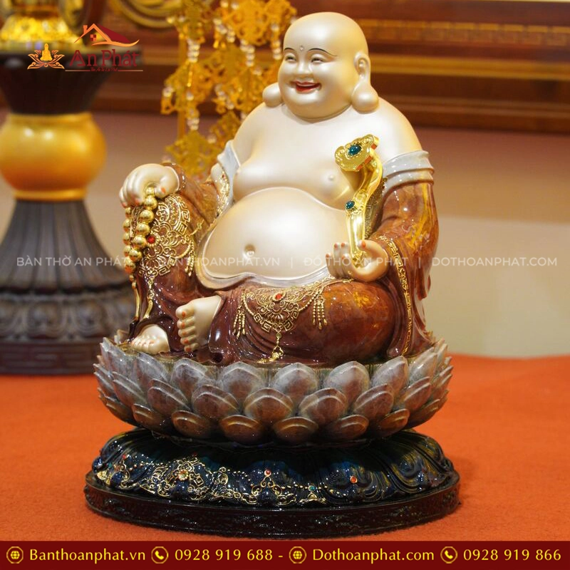 Tượng Di Lặc ngồi đồng tọa Đài sen T2555 10 Tượng Phật Di Lặc ngồi đẹp
