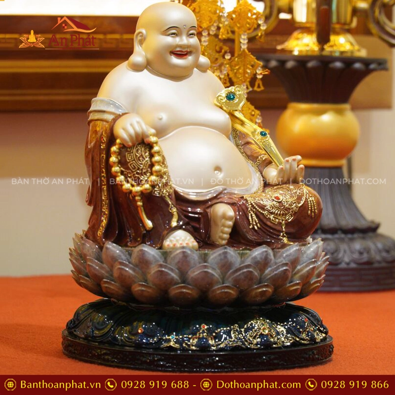 Tượng Di Lặc ngồi đồng tọa Đài sen T2555 11 Tượng Phật Di Lặc bằng đồng đẹp