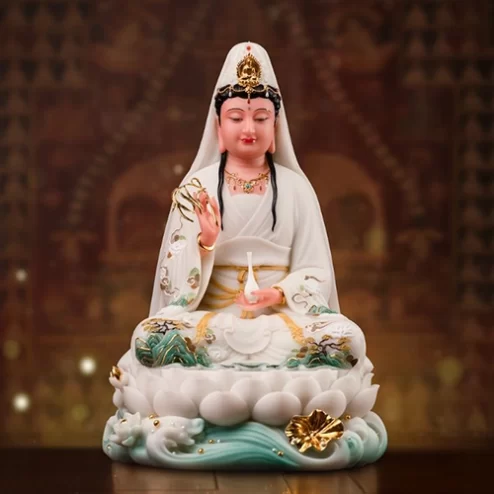 Tượng Quan Âm Thạch Anh Ngọc Liên Bạch Y T2457