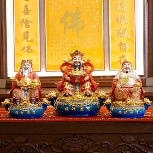 Tượng Tài Địa Ngồi Đồng Dát Vàng T2478