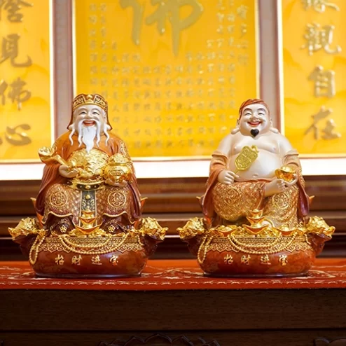 Tượng Tài Địa Ngồi Đồng Dát Vàng T2499