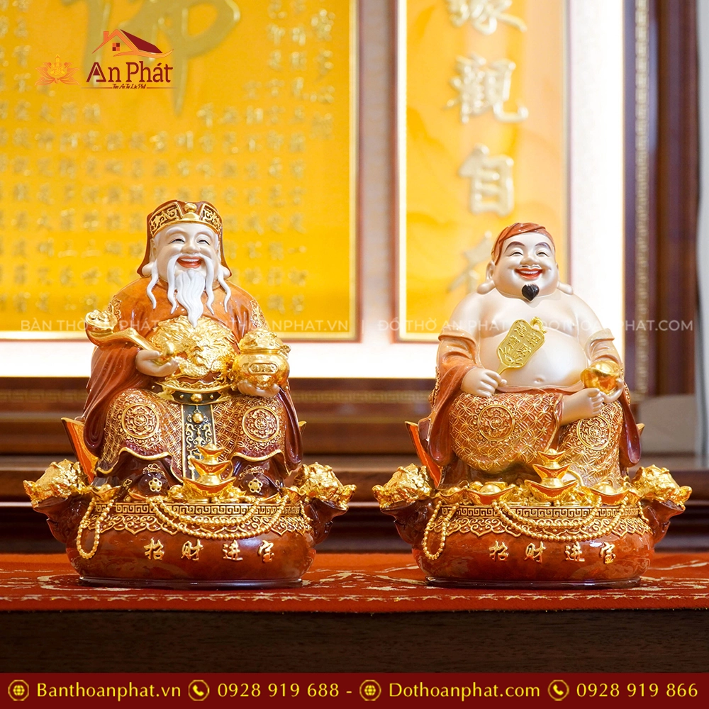 Tượng Tài Địa Ngồi Đồng Dát Vàng T2499 21 Tôn tượng Thần Tài Ông Địa đẹp