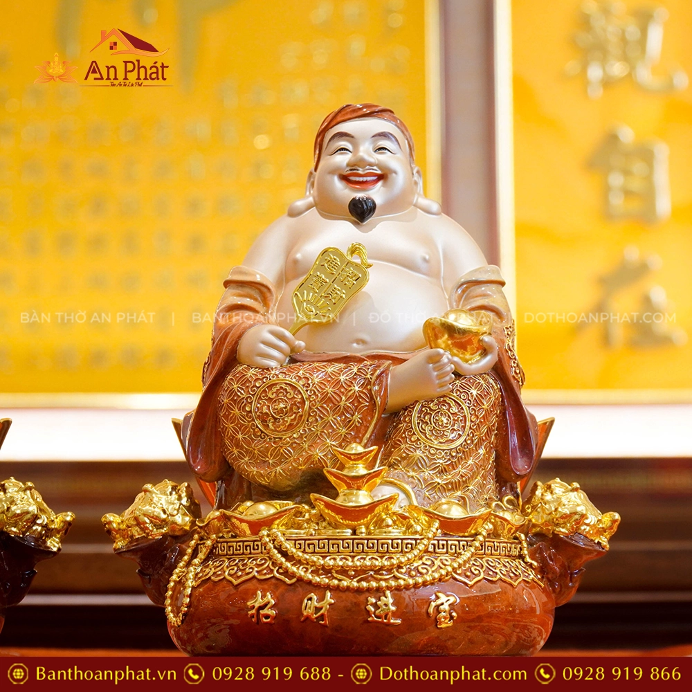 Tượng Tài Địa Ngồi Đồng Dát Vàng T2499 25 Tượng Thổ Địa ngồi đẹp bằng đồng