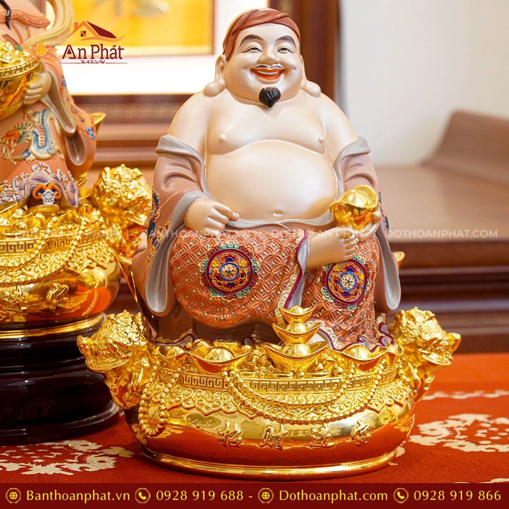 Tượng Tài Địa Ngồi Đồng Dát Vàng T2500 19 Tượng Ông Địa ngồi bằng đồng
