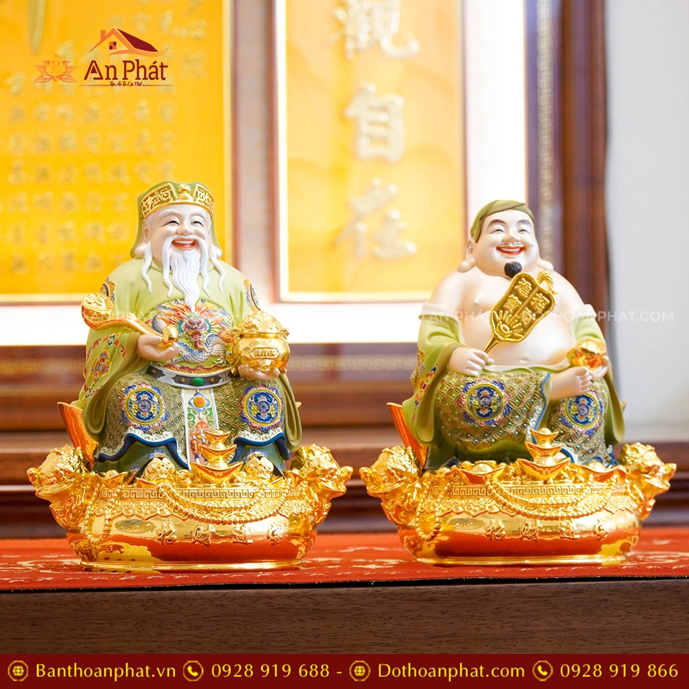 Tượng Tài Địa Ngồi Đồng Dát Vàng T2502 19 Tượng Thần Tài Thổ Địa hút tài lộc