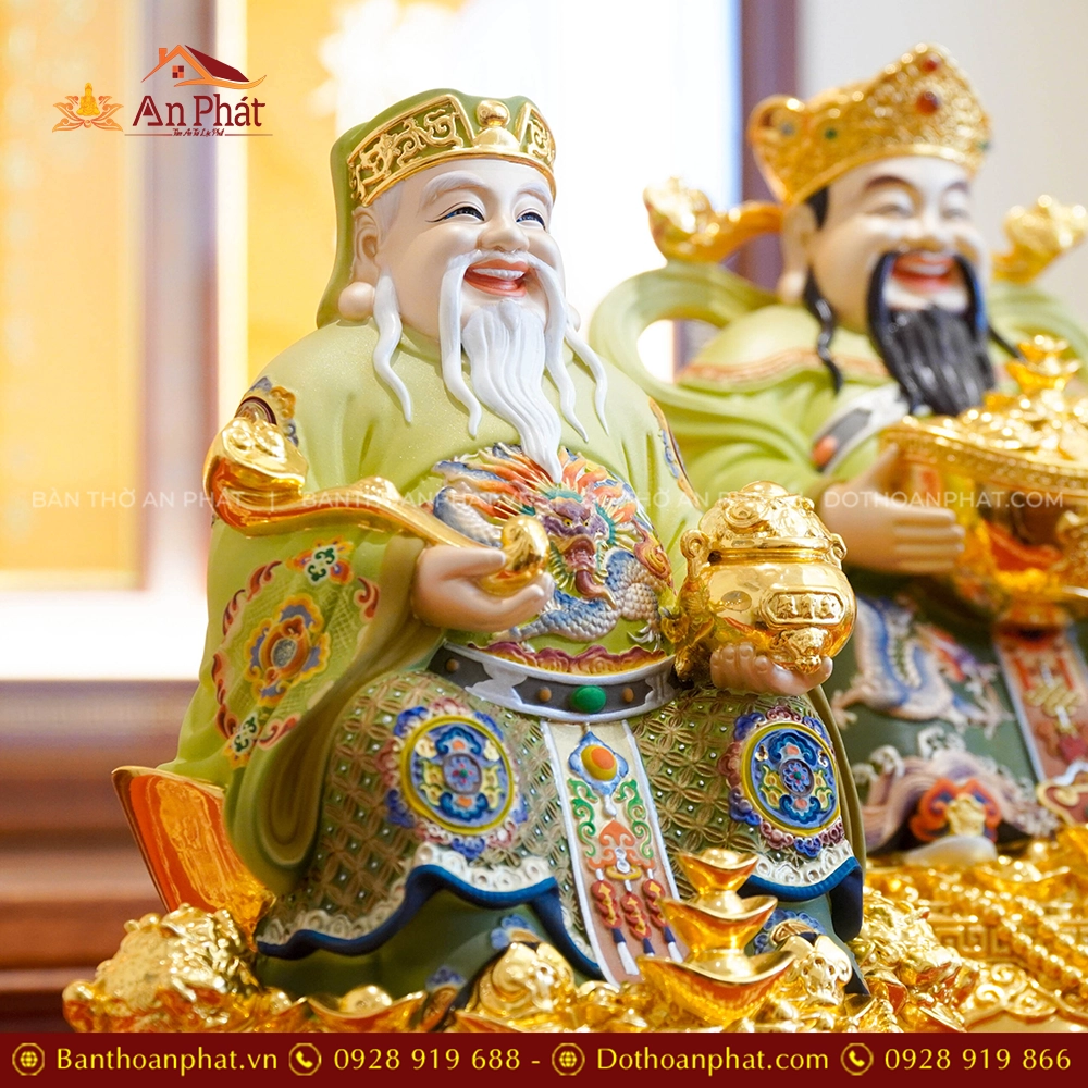 Tượng Tài Địa Ngồi Đồng Dát Vàng T2502 21 Tượng Thần Tài ngồi bằng đồng