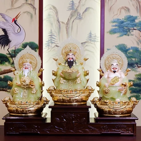 Tượng Tài Địa Song Long Ngọc Thạch Phủ Đồng Dát Vàng T2507