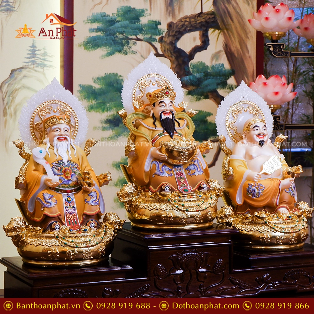 Tượng Tài Địa Song Long Ngọc Thạch Phủ Đồng Dát Vàng T2521 16 Tượng Thần tài Thổ địa đẹp