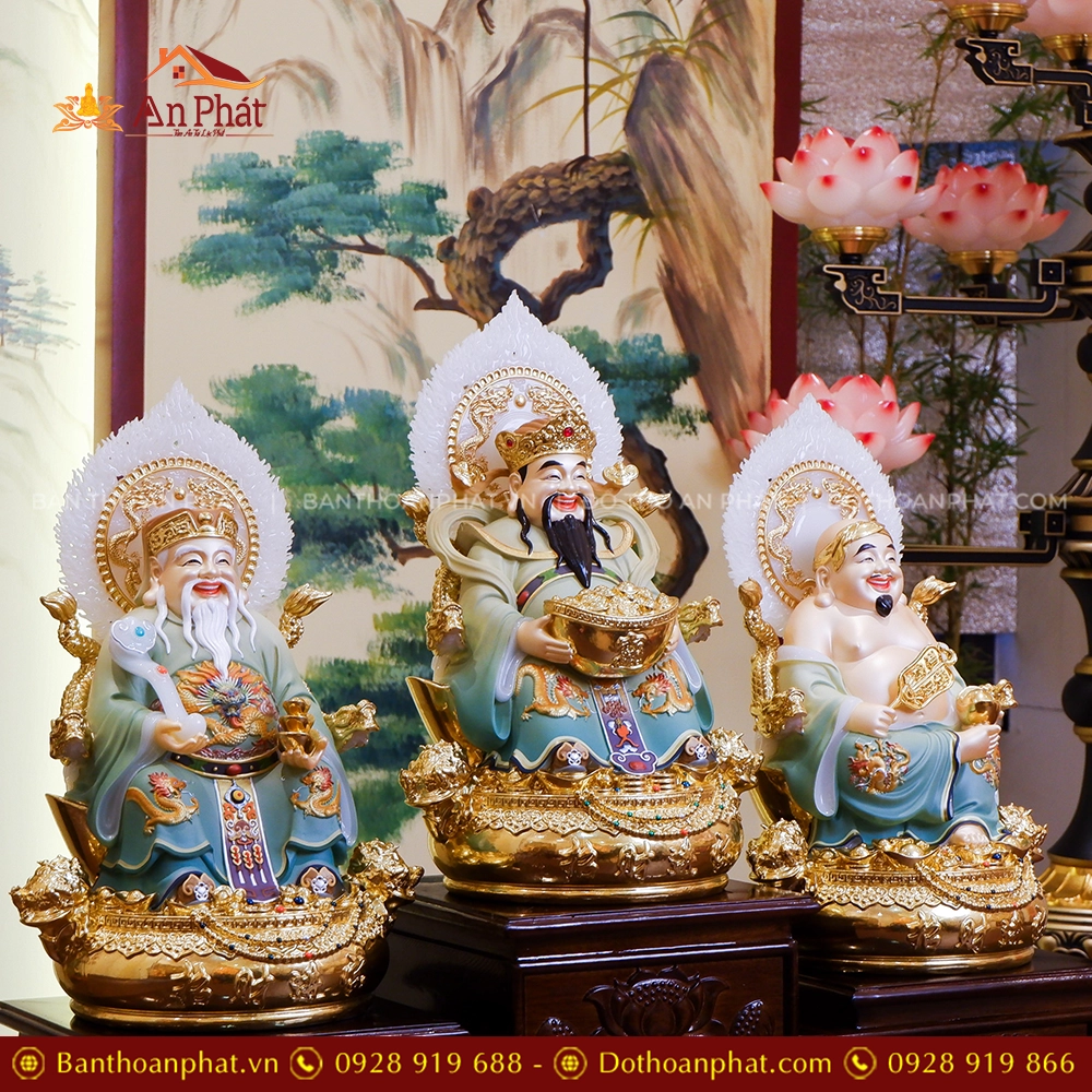 Tượng Tài Địa Song Long Ngọc Thạch Phủ Đồng Dát Vàng T2524 16 Tượng Thần tài Thổ địa đẹp