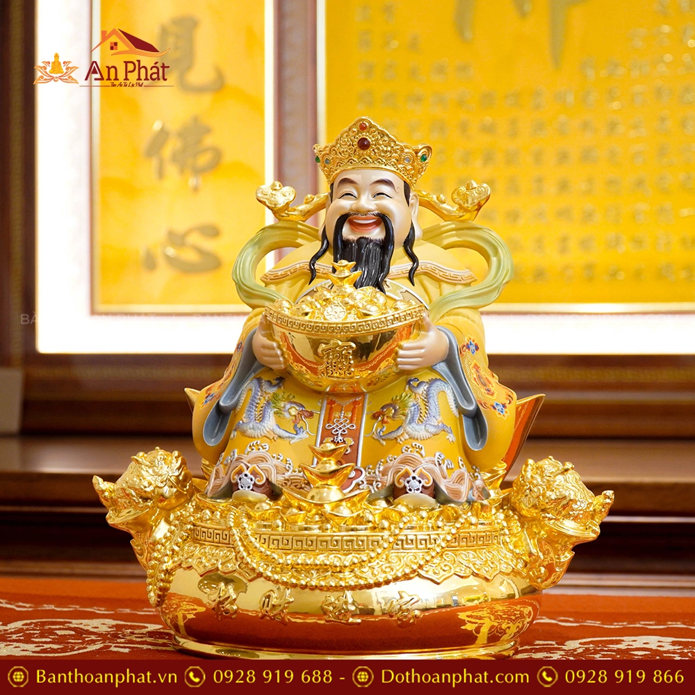 Tượng Thần Tiền Quan Lộc Ngồi Đồng Dát Vàng 2477 18 Tượng Thần Tiền ngồi đồng đẹp