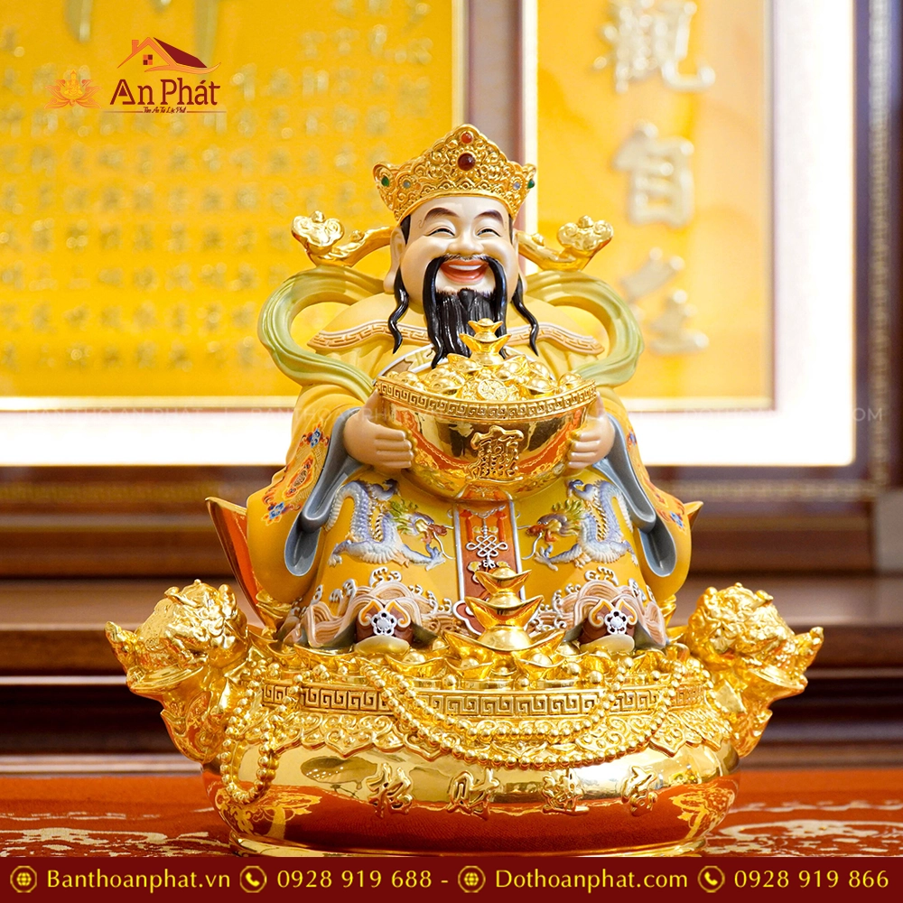 Tượng Thần Tiền Quan Lộc Ngồi Đồng Dát Vàng 2477 19 Tượng Ông Thần Phát đẹp