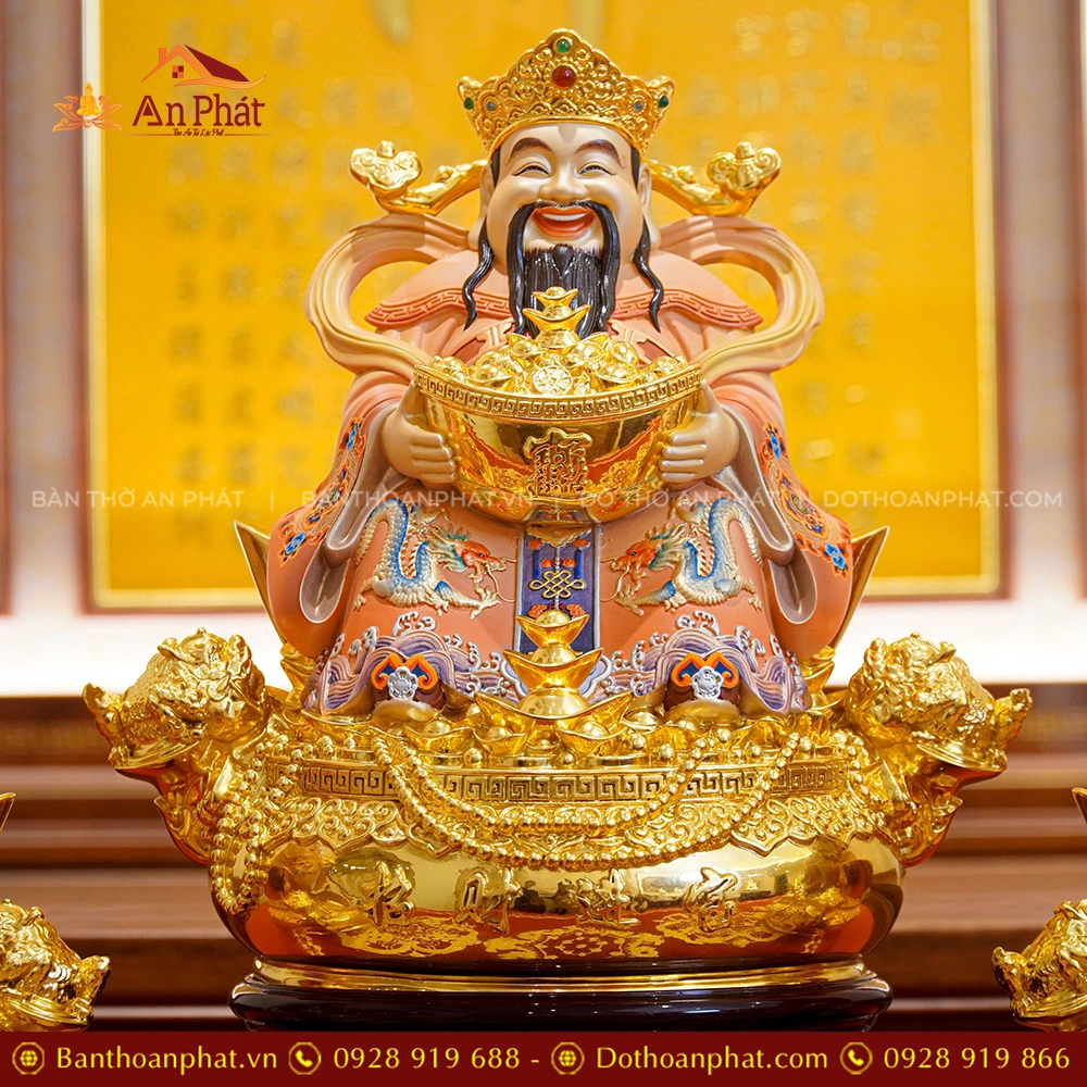 Tượng Thần Tiền Quan Lộc Ngồi Đồng Dát Vàng T2498 11 Tượng Thần Tiền Quan Lộc Ngồi Đồng Dát Vàng T2498