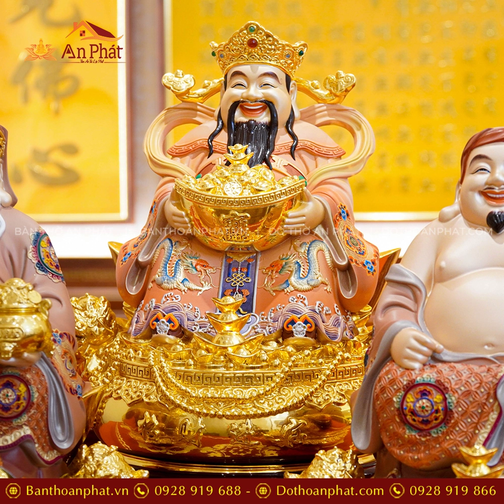Tượng Thần Tiền Quan Lộc Ngồi Đồng Dát Vàng T2498 12 Tượng Ông Thần Phát đẹp
