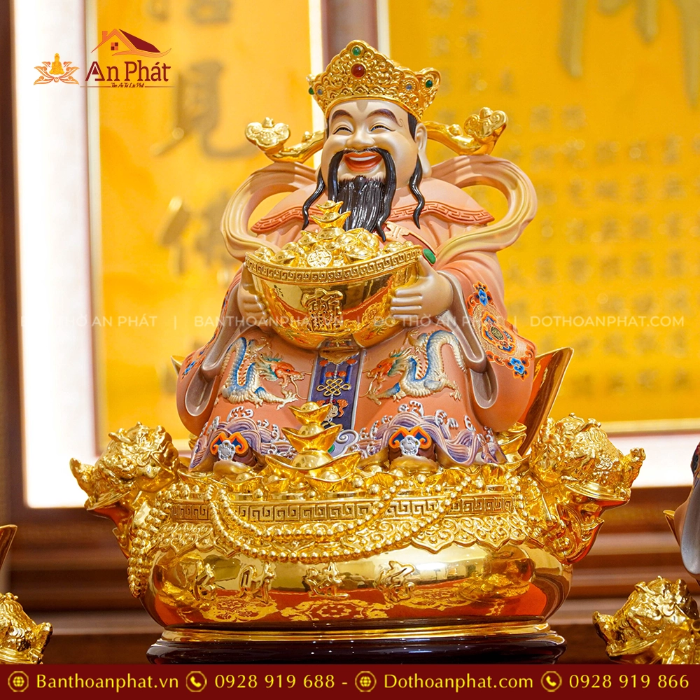 Tượng Thần Tiền Quan Lộc Ngồi Đồng Dát Vàng T2498 13 Tượng Thần Tiền ngồi đồng
