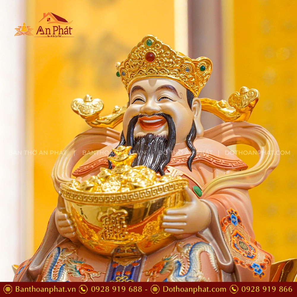 Tượng Thần Tiền Quan Lộc Ngồi Đồng Dát Vàng T2498 14 Tuong Than Tien Quan Loc Ngoi Dong Dat Vang T2498 5