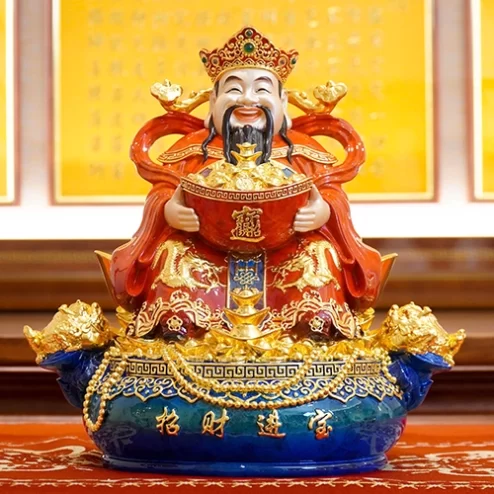 Tượng Thần Tiền Quan Lộc Ngồi Đồng Dát Vàng T2501