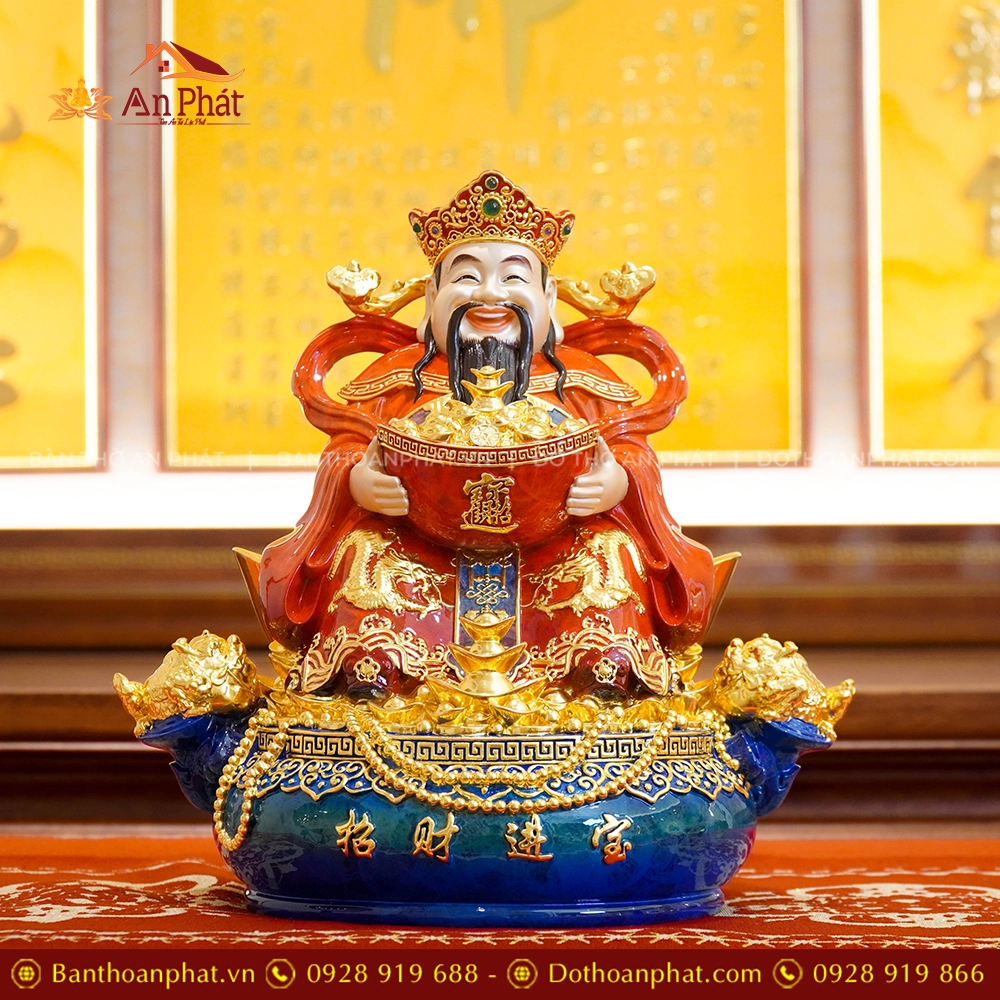 Tượng Thần Tiền Quan Lộc Ngồi Đồng Dát Vàng T2501 13 Tượng Thần Tiền Quan Lộc Ngồi Đồng Dát Vàng T2501