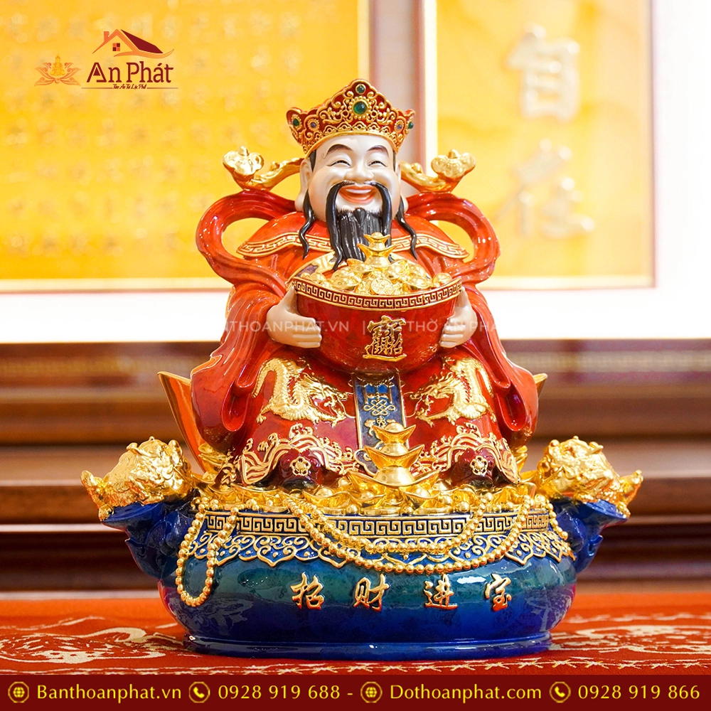 Tượng Thần Tiền Quan Lộc Ngồi Đồng Dát Vàng T2501 15 Tôn tượng Thần Tiền ngồi đẹp