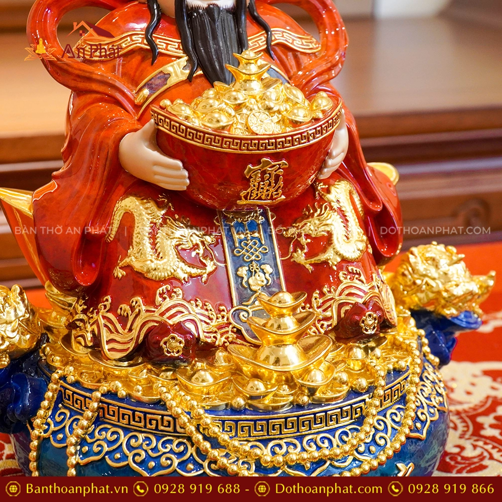 Tượng Thần Tiền Quan Lộc Ngồi Đồng Dát Vàng T2501 17 Tuong Than Tien Quan Loc Ngoi Dong Dat Vang T2501 6