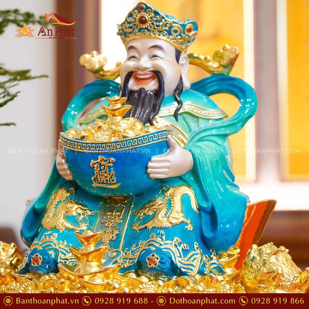 Tượng Thần Tiền Quan Lộc Ngồi Đồng Dát Vàng T2504 16 Tuong Than Tien Quan Loc Ngoi Dong Dat Vang T2504 5