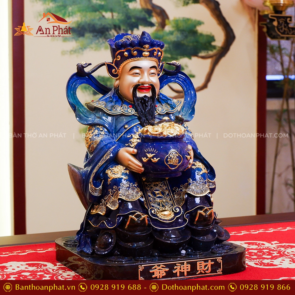 Tượng Thần Tiền Quan Lộc Ngồi Đồng Đế Vuông T2482 14 Tượng Thần Tiền ngồi đồng đẹp