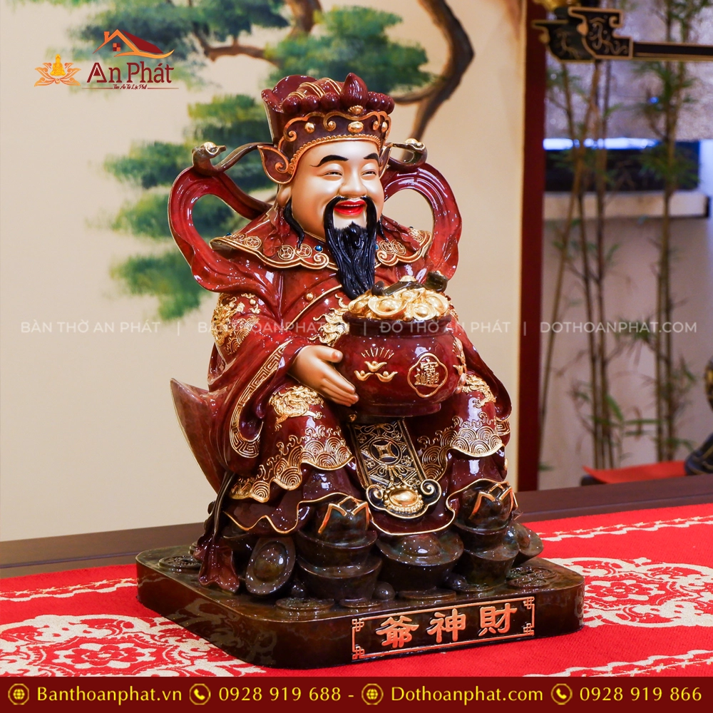 Tượng Thần Tiền Quan Lộc Ngồi Đồng Đế Vuông T2484 14 Tượng Thần Tiền ngồi đồng đẹp