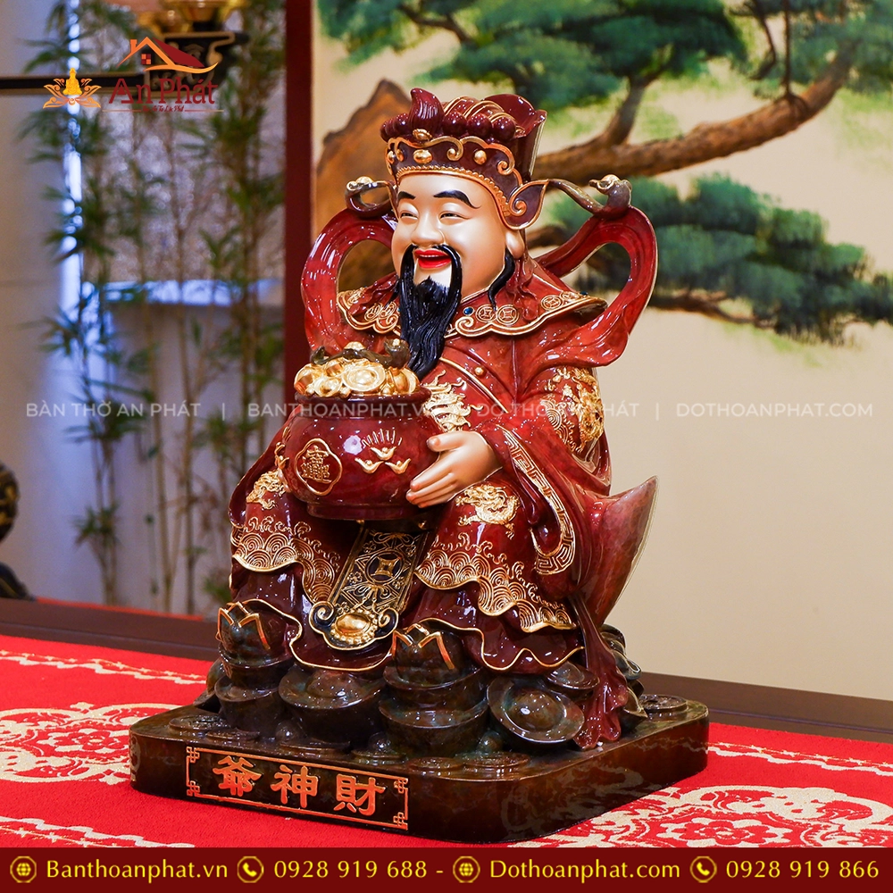 Tượng Thần Tiền Quan Lộc Ngồi Đồng Đế Vuông T2484 15 Tượng Ông Thần Phát đẹp