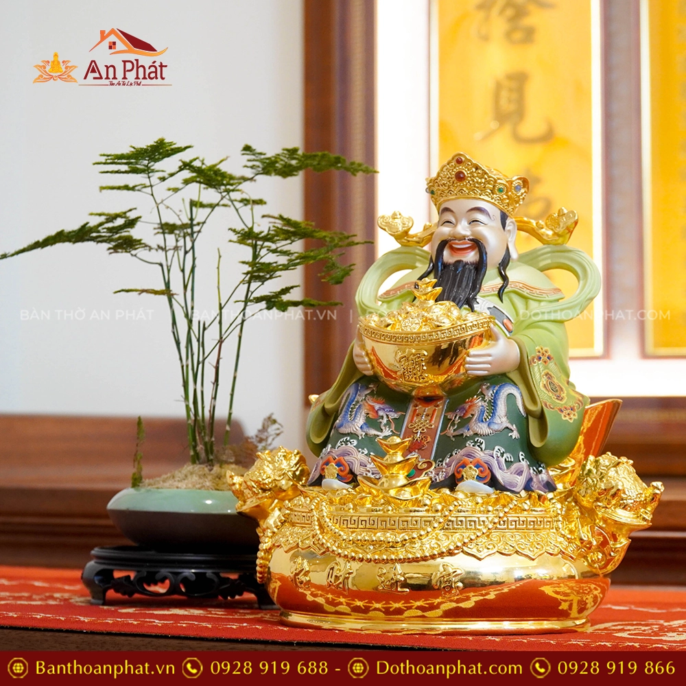 Tượng Thần Tiền Quan Lộc Ngồi Đồng Đế Vuông T2486 12 Tượng Thần Tiền ngồi đồng đẹp