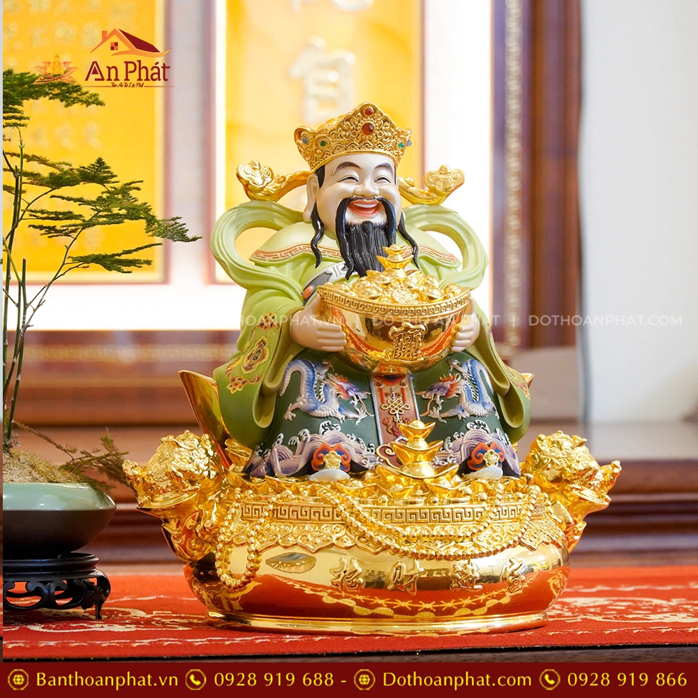 Tượng Thần Tiền Quan Lộc Ngồi Đồng Đế Vuông T2486 13 Tượng Ông Thần Phát đẹp