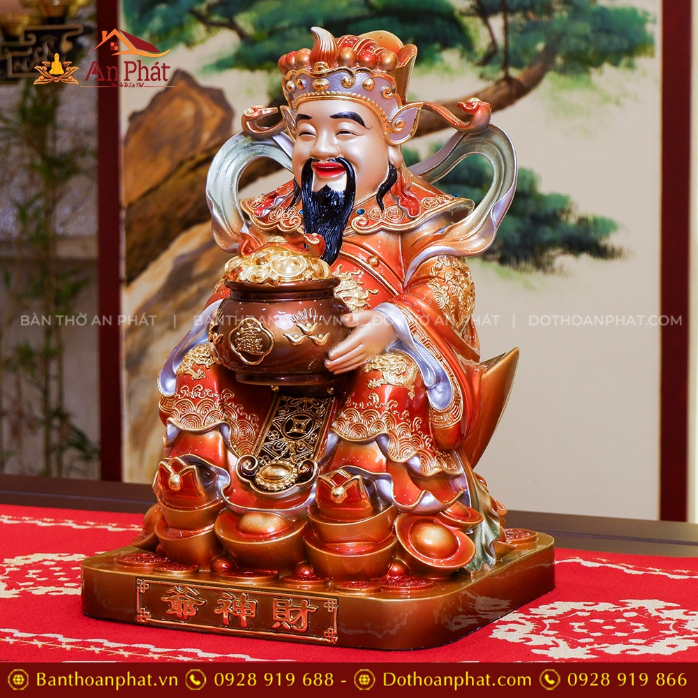Tượng Thần Tiền Quan Lộc Ngồi Đồng Đế Vuông T2487 14 Tượng Ông Thần Phát đẹp