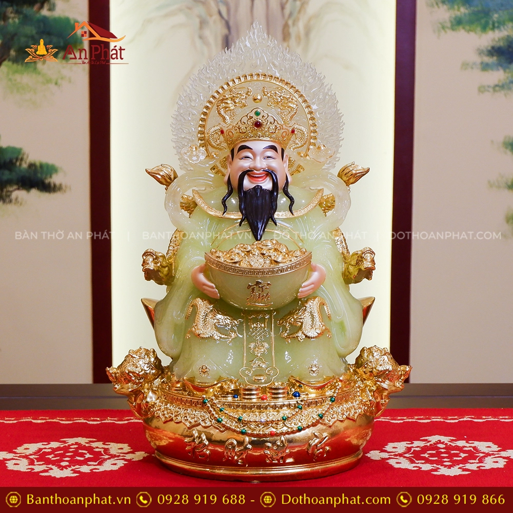 Tượng Thần Tiền Quan Lộc Song Long Ngọc Thạch Phủ Đồng Dát Vàng T2523 13 Tượng Thần Tiền Quan Lộc Song Long Ngọc Thạch Phủ Đồng Dát Vàng T2523