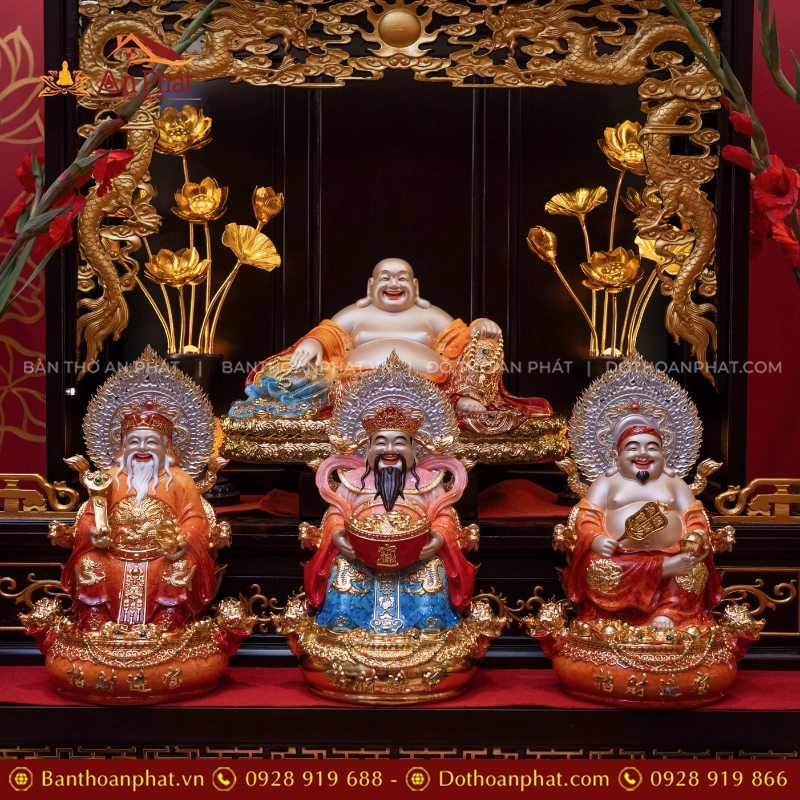 Tượng Tứ Phúc Ngọc Thạch Phủ Đồng Đỏ Hổ Phách T2530 9 Tượng Tứ Phúc Ngọc Thạch Phủ Đồng Đỏ Hổ Phách T2530