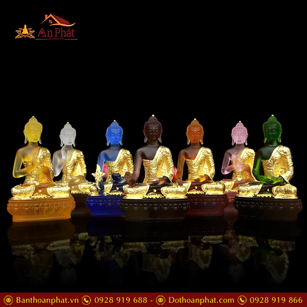 Bộ Tượng Dược Sư Lưu Ly Dát Vàng Nhập Khẩu Cao Cấp T2694