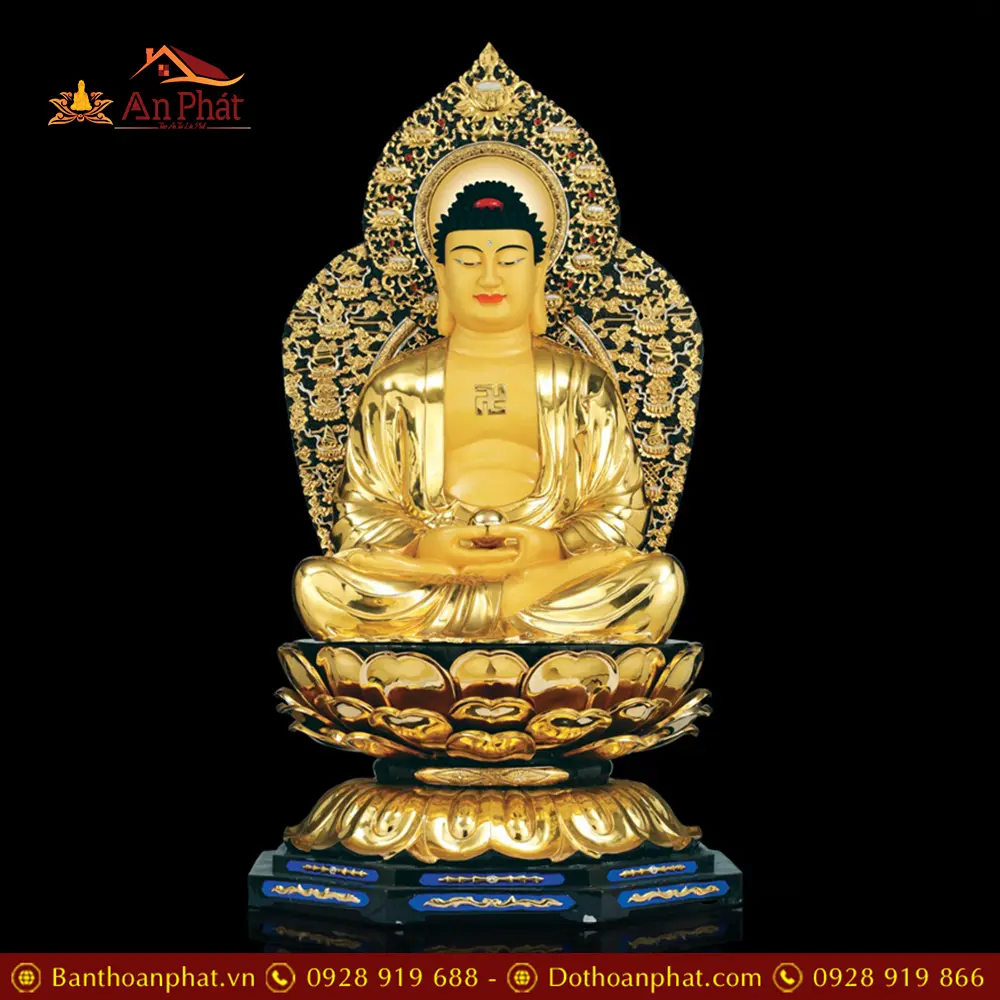 Bộ Tượng Hoa Nghiêm Tam Thánh Đồng Dát Vàng Cao Cấp T2712