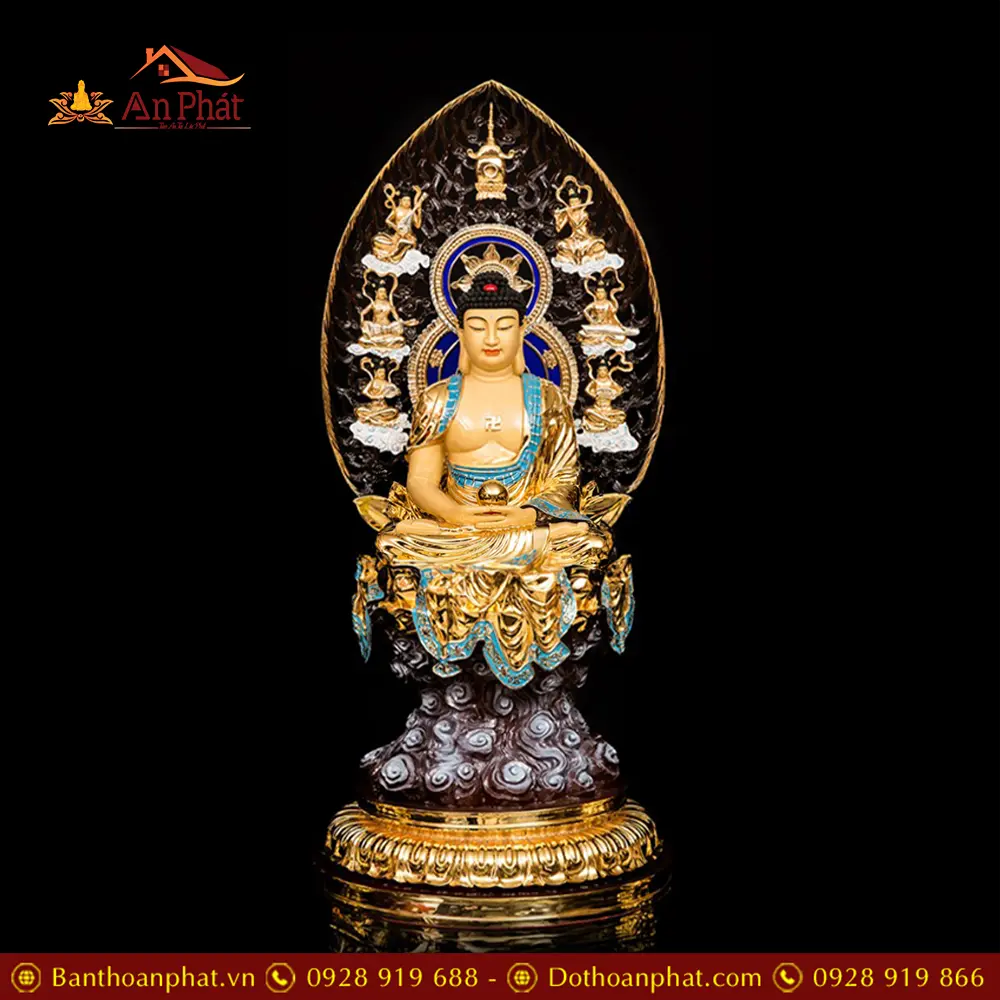 Bộ Tượng Hoa Nghiêm Tam Thánh Đồng Dát Vàng Cao Cấp T2715