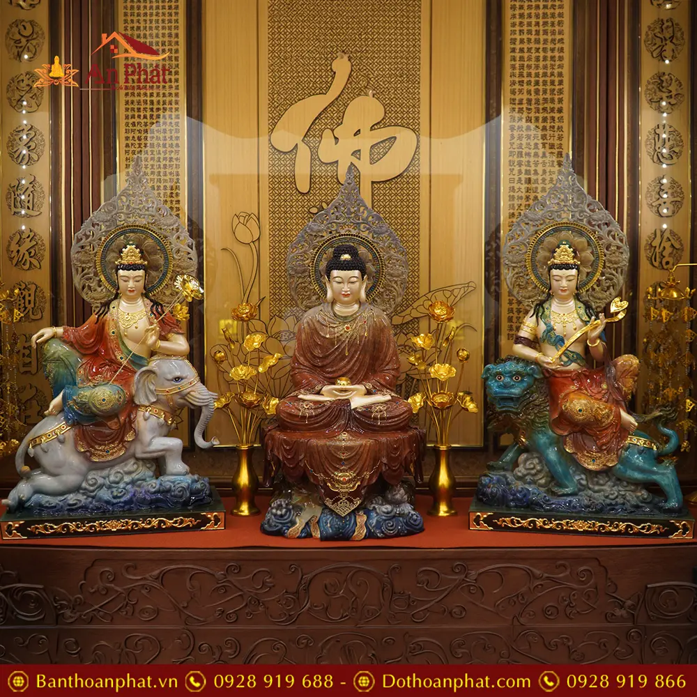 Bộ Tượng Hoa Nghiêm Tam Thánh Đồng Nhập Khẩu Cao Cấp T2713